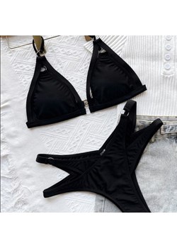 Czarny dwuczęściowy strój kąpielowy bikini z paskami - Czarny / S ze sklepu Valetta.pl w kategorii Stroje kąpielowe - zdjęcie 157481012