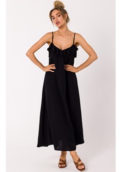 Sukienka na cienkich ramiączkach czarna M743, Kolor czarny, Rozmiar L, MOE ze sklepu Primodo w kategorii Sukienki - zdjęcie 157483041