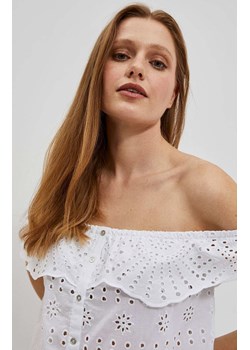 Bawełniana ażurowa bluzka damska hiszpanka w kolorze białym 4035, Kolor biały, Rozmiar XS, Moodo ze sklepu Primodo w kategorii Bluzki damskie - zdjęcie 157483053