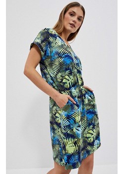 Sukienka z tropikalnym printem i kieszeniami 4042, Kolor granatowy-wzór, Rozmiar XS, Moodo ze sklepu Primodo w kategorii Sukienki - zdjęcie 157483073