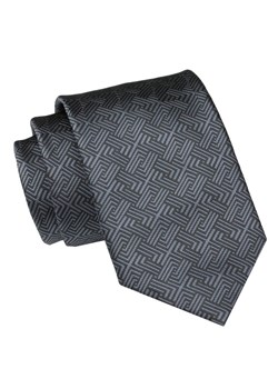 Męski Krawat Angelo di Monti - Ciemny Grafit, Regularny Wzór KRADM2039 ze sklepu JegoSzafa.pl w kategorii Krawaty - zdjęcie 157485952