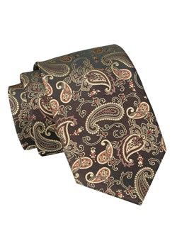 Męski Krawat Angelo di Monti - Paisley na Brązowym Tle KRADM2040 ze sklepu JegoSzafa.pl w kategorii Krawaty - zdjęcie 157485994