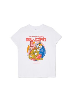 Cropp - Biały t-shirt z grafiką - biały ze sklepu Cropp w kategorii Bluzki damskie - zdjęcie 157486022