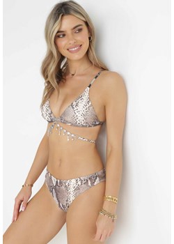 Beżowe 2-częściowe Bikini z Motywem Skóry Węża z Łańcuszkiem Lexisae ze sklepu Born2be Odzież w kategorii Stroje kąpielowe - zdjęcie 157488674