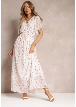 Biała Rozkloszowana Sukienka z Elastyczną Gumką w Pasie Matalie ze sklepu Renee odzież w kategorii Sukienki - zdjęcie 157489254