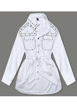 Jeansowa kurtka damska oversize biała (M6959) ze sklepu goodlookin.pl w kategorii Kurtki damskie - zdjęcie 157493180