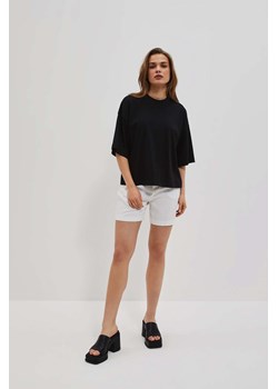 T-shirt oversize z krótkimi rękawami i okrąłym dekoltem czarny ze sklepu Moodo.pl w kategorii Bluzki damskie - zdjęcie 157493674