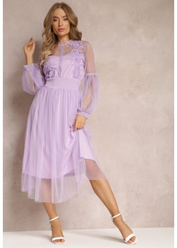 Fioletowa Tiulowa Sukienka Rozkloszowana z Koronką Nirthe ze sklepu Renee odzież w kategorii Sukienki - zdjęcie 157494113