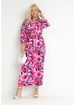 Fuksjowa Rozkloszowana Sukienka Maxi w Fantazyjny Print Blanis ze sklepu Born2be Odzież w kategorii Sukienki - zdjęcie 157498953