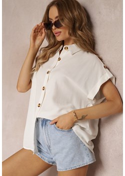 Biała Zapinana Koszula z Krótkim Rękawem Corania ze sklepu Renee odzież w kategorii Koszule damskie - zdjęcie 157499520