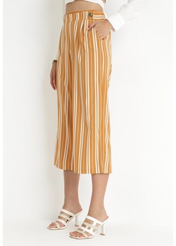 Pomarańczowe Szerokie Spodnie w Paski Cleeki ze sklepu Born2be Odzież w kategorii Spodnie damskie - zdjęcie 157515114