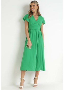 Zielona Taliowana Sukienka Maxi z Wycięciem Philomile ze sklepu Born2be Odzież w kategorii Sukienki - zdjęcie 157515124
