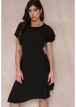 Czarna Elegancka Sukienka z Krótkim Rękawem i Rozkloszowanym Dołem Mimisa ze sklepu Renee odzież w kategorii Sukienki - zdjęcie 157524850
