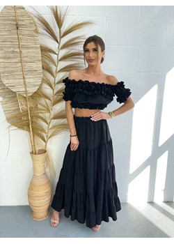 dwuczęściowy komplet letni sukienka hiszpanka flamenco - spódnica maxi + top by mielczarkowski polski produkt -  czarna ze sklepu STYLOWO w kategorii Komplety i garnitury damskie - zdjęcie 157529884