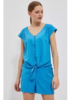 Wiskozowa koszulowa bluzka z wiązaniem w kolorze niebieskim 4049, Kolor niebieski, Rozmiar XS, Moodo ze sklepu Primodo w kategorii Bluzki damskie - zdjęcie 157533413