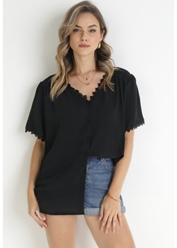 Czarna Koszula z Koronką Hannali ze sklepu Born2be Odzież w kategorii Koszule damskie - zdjęcie 157540610