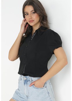 Czarna Koszula z Krótkimi Rękawkami Sierre ze sklepu Born2be Odzież w kategorii Koszule damskie - zdjęcie 157551354