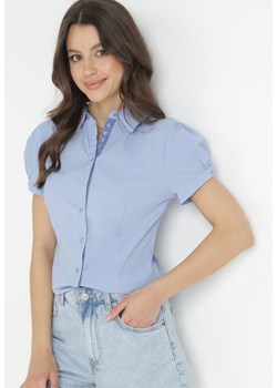 Jasnoniebieska Koszula z Krótkimi Rękawkami Sierre ze sklepu Born2be Odzież w kategorii Koszule damskie - zdjęcie 157551364