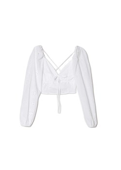 Cropp - Ażurowa biała bluzka - biały ze sklepu Cropp w kategorii Bluzki damskie - zdjęcie 157552153