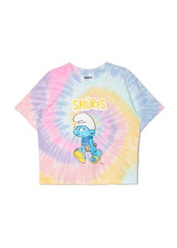 Cropp - T-shirt z nadrukiem The Smurfs - wielobarwny ze sklepu Cropp w kategorii Bluzki damskie - zdjęcie 157552160