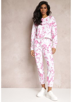 Różowe Spodnie Dresowe z Wzorem Tie-Dye Leiya ze sklepu Renee odzież w kategorii Spodnie damskie - zdjęcie 157553360
