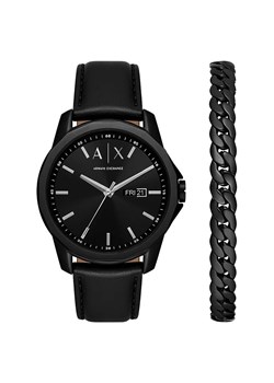 Armani Exchange zegarek i bransoletka męski kolor czarny ze sklepu ANSWEAR.com w kategorii Zegarki - zdjęcie 157554231