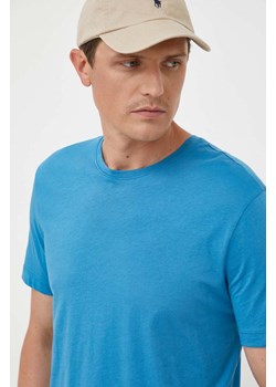 United Colors of Benetton t-shirt bawełniany kolor niebieski gładki ze sklepu ANSWEAR.com w kategorii T-shirty męskie - zdjęcie 157565224