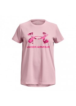 Dziewczęca koszulka treningowa Under Armour UA Tech  Print  BL SSC - różowa ze sklepu Sportstylestory.com w kategorii Bluzki dziewczęce - zdjęcie 157571680