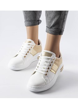 Białe sneakersy z beżowymi wstawkami Deans ze sklepu gemre w kategorii Trampki damskie - zdjęcie 157578913