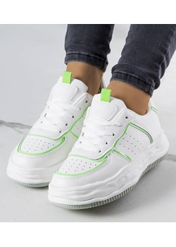 Białe sneakersy z zielonymi wstawkami Nettie ze sklepu gemre w kategorii Buty sportowe damskie - zdjęcie 157580553