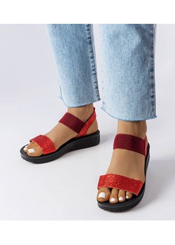 Czerwone brokatowe sandały Amathousa ze sklepu gemre w kategorii Sandały damskie - zdjęcie 157581431