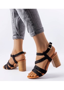 Czarne sandały z plecionymi paskami Octave ze sklepu gemre w kategorii Sandały damskie - zdjęcie 157582813