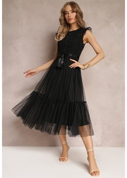 Czarna Taliowana Sukienka z Tiulową Spódnicą i Górą z Koronki Darela ze sklepu Renee odzież w kategorii Sukienki - zdjęcie 157585150