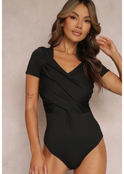 Czarne Body z Kopertowym Dekoltem Abigai ze sklepu Renee odzież w kategorii Bluzki damskie - zdjęcie 157585191