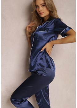 Granatowy Komplet Piżamowy Hekinca ze sklepu Renee odzież w kategorii Piżamy damskie - zdjęcie 157586203