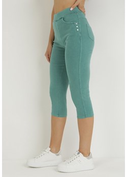Miętowe Spodnie 3/4 z Gumką w Pasie Hadlesa ze sklepu Born2be Odzież w kategorii Spodnie damskie - zdjęcie 157586422