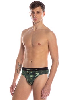 Bawełniane slipy męskie standard 2-pack M-999SD, Kolor zielony-wzór, Rozmiar L, LAMA ze sklepu Intymna w kategorii Majtki męskie - zdjęcie 157586483