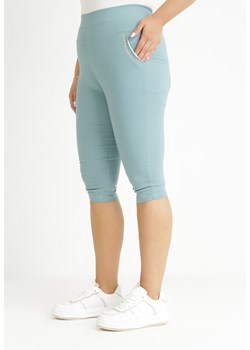 Miętowe Elastyczne Spodnie z Nogawkami 3/4 i Kieszeniami Kenetta ze sklepu Born2be Odzież w kategorii Spodnie damskie - zdjęcie 157588474