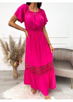 Różowa Sukienka Hiszpanka z Haftem ze sklepu ModnaKiecka.pl w kategorii Sukienki - zdjęcie 157599941