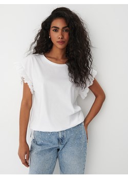 Mohito - Bawełniana bluzka z falbaną - Biały ze sklepu Mohito w kategorii Bluzki damskie - zdjęcie 157603584