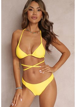 Żółte Gładkie Bikini Wiązane na Plecach Rosaea ze sklepu Renee odzież w kategorii Stroje kąpielowe - zdjęcie 157611822