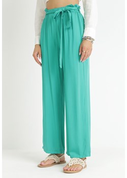 Zielone Spodnie Szerokie Pheriko ze sklepu Born2be Odzież w kategorii Spodnie damskie - zdjęcie 157611912