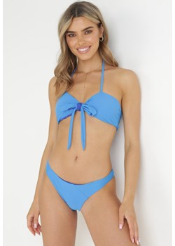 Niebieskie Bikini Biustonosz z Ozdobnym Supłem i Mocno Wycięte Majtki Linata ze sklepu Born2be Odzież w kategorii Stroje kąpielowe - zdjęcie 157612353