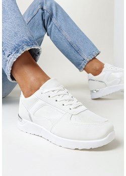 Białe Sneakersy przed Kostkę z Metaliczną Wstawką Nevata ze sklepu born2be.pl w kategorii Buty sportowe damskie - zdjęcie 157623722