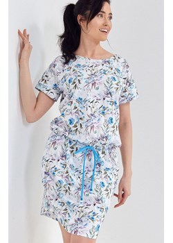 Koszula nocna damska w kwiatowy print 173, Kolor biało-niebieski, Rozmiar S, Cana ze sklepu Intymna w kategorii Koszule nocne - zdjęcie 157629133