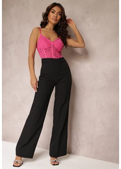 Czarne Spodnie Szerokie High Waist Dule ze sklepu Renee odzież w kategorii Spodnie damskie - zdjęcie 157633293