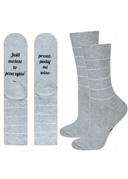 Skarpetki długie damskie szare SOXO z napisami bawełniane śmieszne frotte ze sklepu Sklep SOXO w kategorii Skarpetki damskie - zdjęcie 157633754