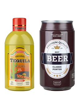 Zestaw 2x Skarpetki męskie kolorowe SOXO GOOD STUFF Tequila w butelce i piwo w puszce śmieszne bawełniane ze sklepu Sklep SOXO w kategorii Skarpetki męskie - zdjęcie 157634081