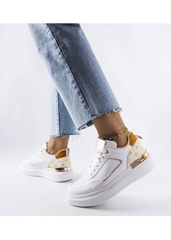 Białe sneakersy z beżowymi wstawkami Margarita ze sklepu gemre w kategorii Buty sportowe damskie - zdjęcie 157643202