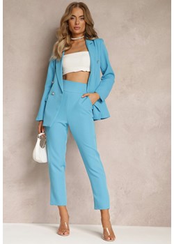 Niebieskie Materiałowe Spodnie Regular Pivolia ze sklepu Renee odzież w kategorii Spodnie damskie - zdjęcie 157645631